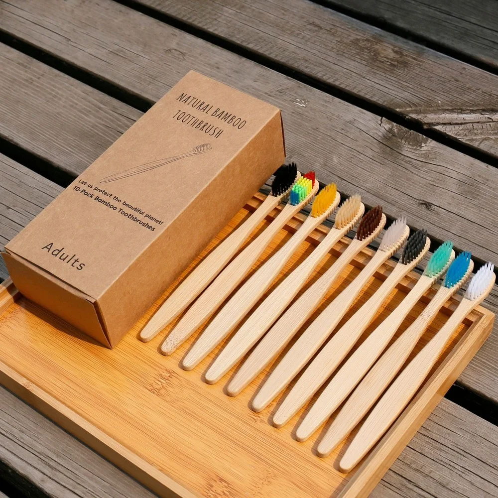 Bamboo Toothbrush - 10PCS Bunte Zahnbürste Natürliche Bambus Zahnbürste