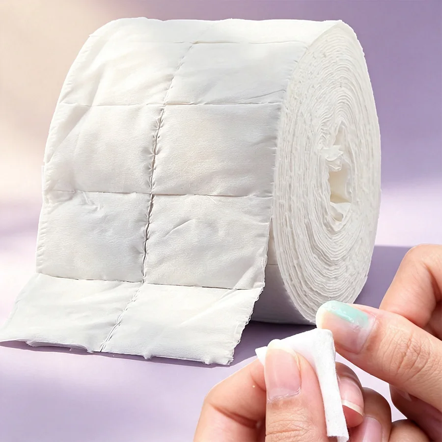 Eco Sponge - 300/500 Stück Rolle fusselfreie Baumwoll-Nageltücher, Einweg-Gel-Lackentferner-Pads,