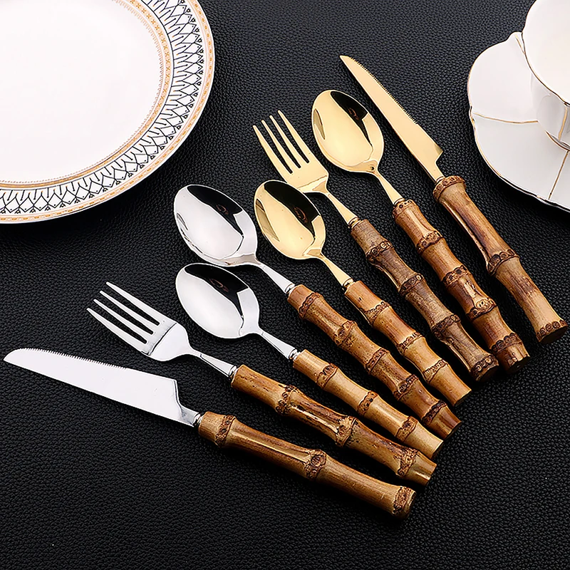 24Pcs Edelstahl Besteck Natürl – Bamboo Cutlery Bewertung und Preis